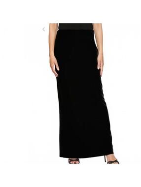 Cut Loose Black Velour Stretch Velvet High Waist Column Maxi Ankle Skirt S